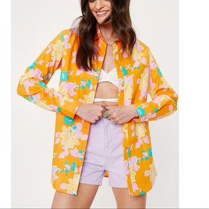 Nast Gal orange floral button down